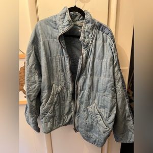 Free People Quilted Dolman Denim Jacket Indigo